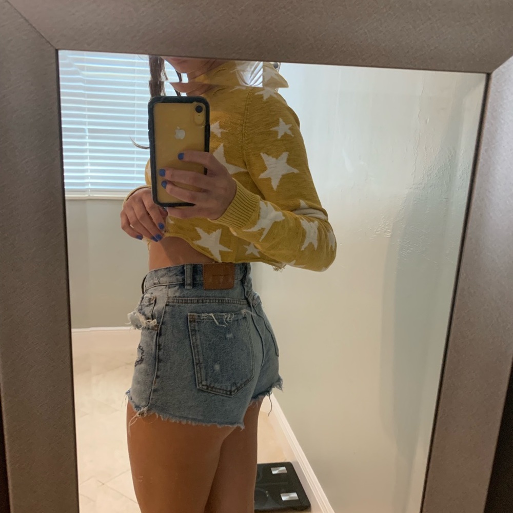 Zara embroidered denim shorts